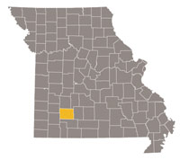 Missouri map with Greene county highlighted