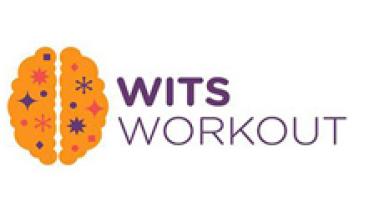 stylized brain with text: wits workout
